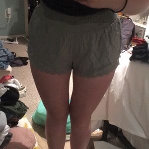 Hollister green flowy shorts